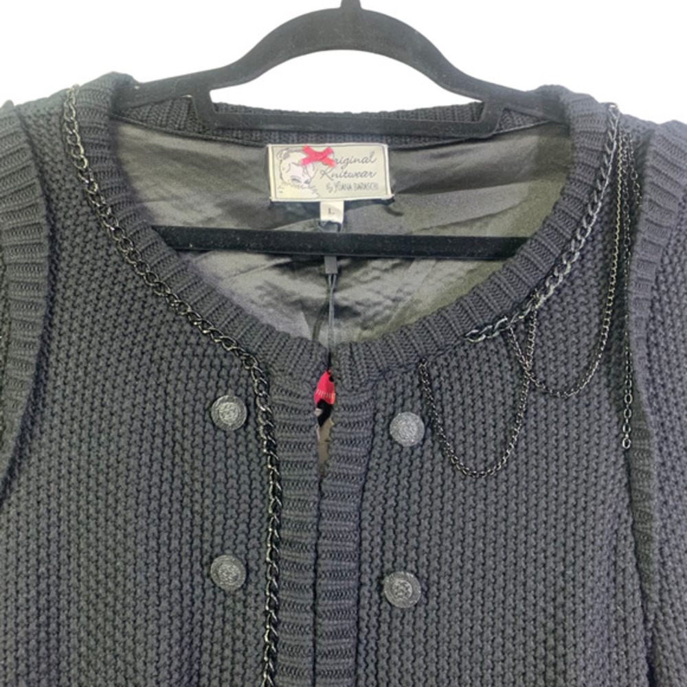 YOANA BARASCHI‎ Black Knit Chain Cardigan Sweater - NWT - Picture 2 of 16